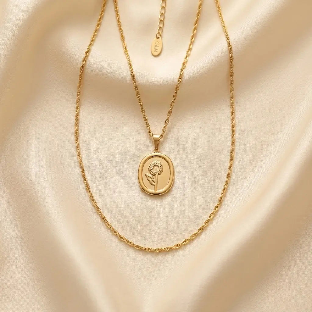 Golden Bloom – Collier Doré Floral