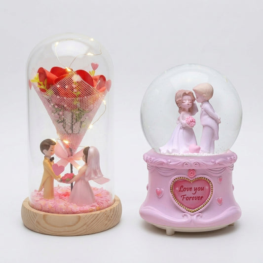 Pack Winter Love – Rose Éternelle & Snow Globe
