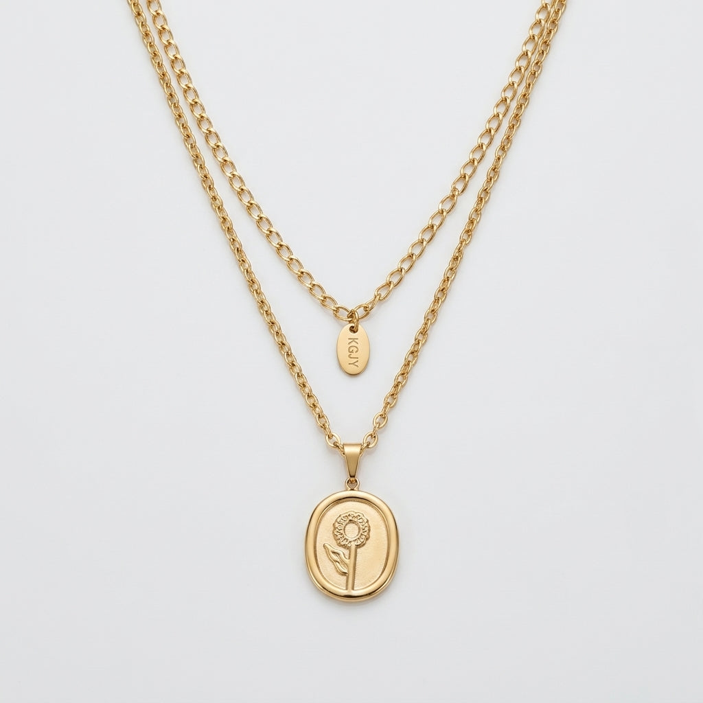 Golden Bloom – Collier Doré Floral