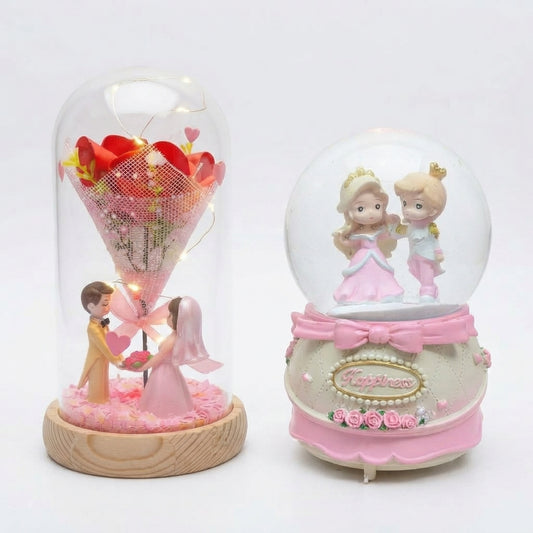 Pack Winter Love – Rose Éternelle & Snow Globe