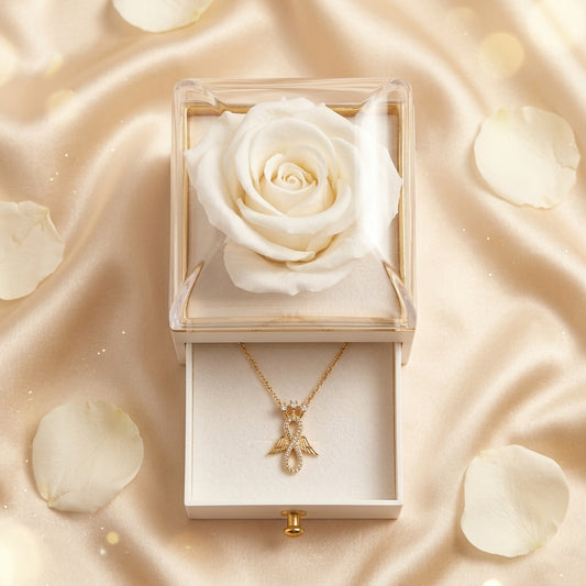 Collier Infinity Angel – Coffret Rose Blanche