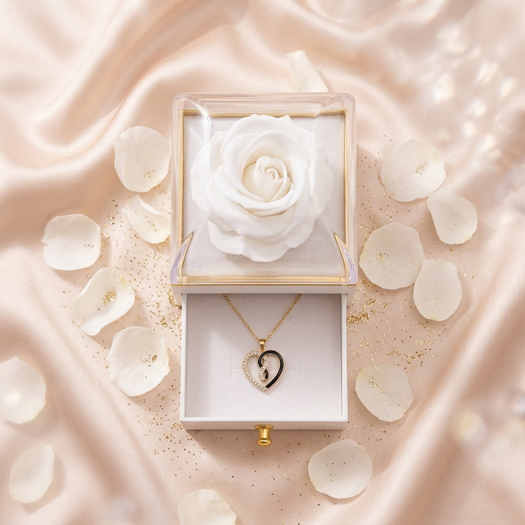Collier Dualité d'Amour – Coffret Rose Blanche