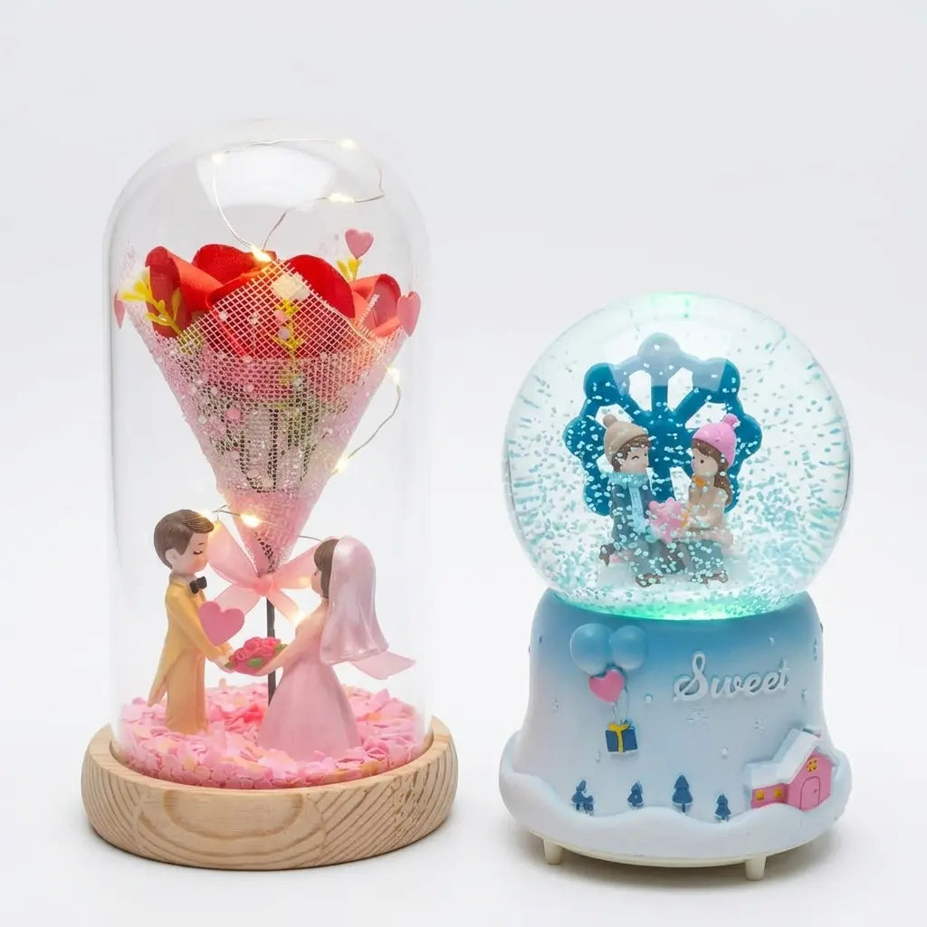 Pack Winter Love – Rose Éternelle & Snow Globe