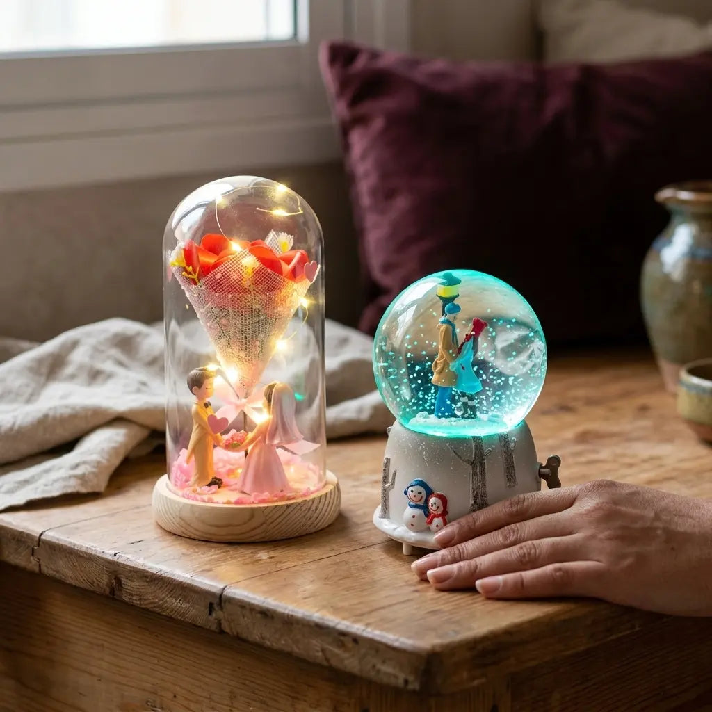Pack Winter Love – Rose Éternelle & Snow Globe